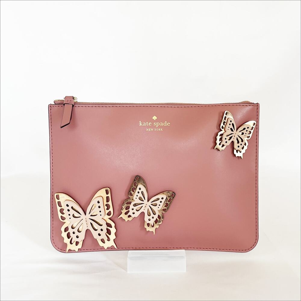🚨🚨LOW START! KATE SPADE Gia Dusty Peony Butterflies Clutch Wristlet - Picture 7 of 9